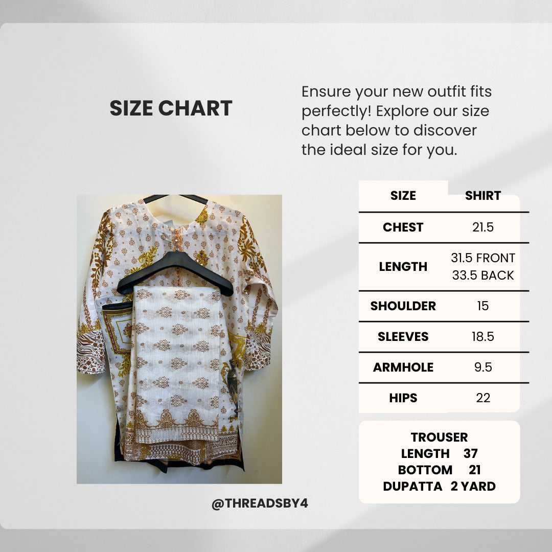 "Royal Garden Breeze – Ethnic Elegance Dress" Stitched 3 Piece