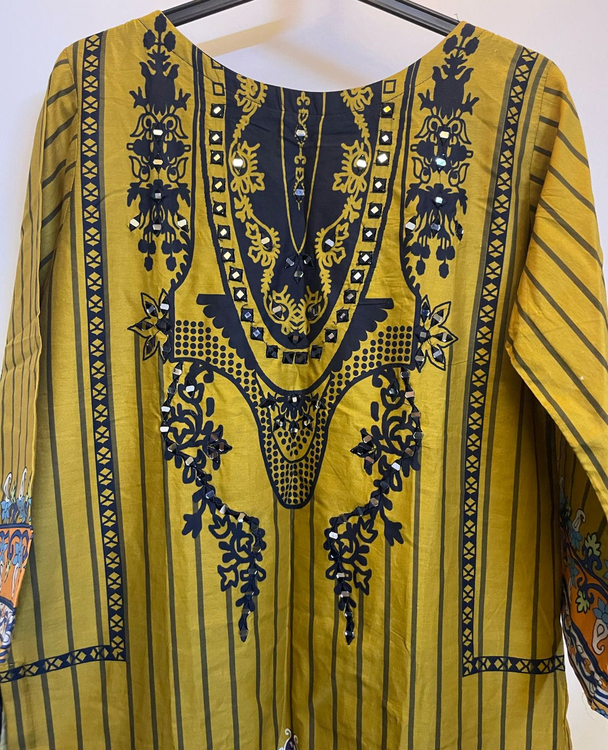 Mustard Mirage – Stitched 3-Piece Lawn with Mirror Embroidery